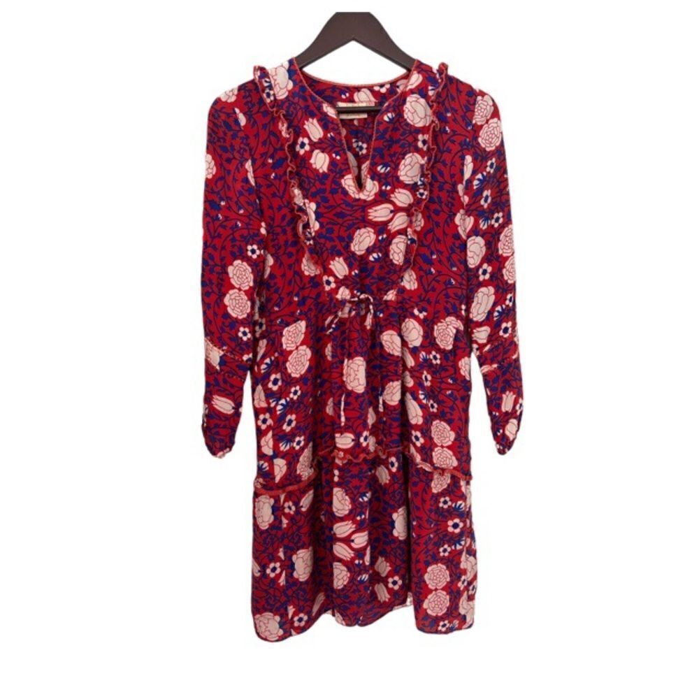 RUNGOLEE MELODIE MIDI DRESS RED FLORAL XS